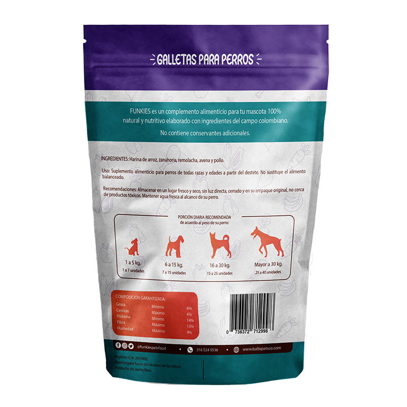 Funkies Galletas Naturales Para Perro Sabor Remolacha Pollo Y