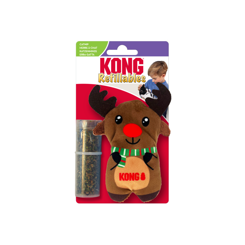 Kong Reno Navideño Rellenable con Catnip Laika Mascotas