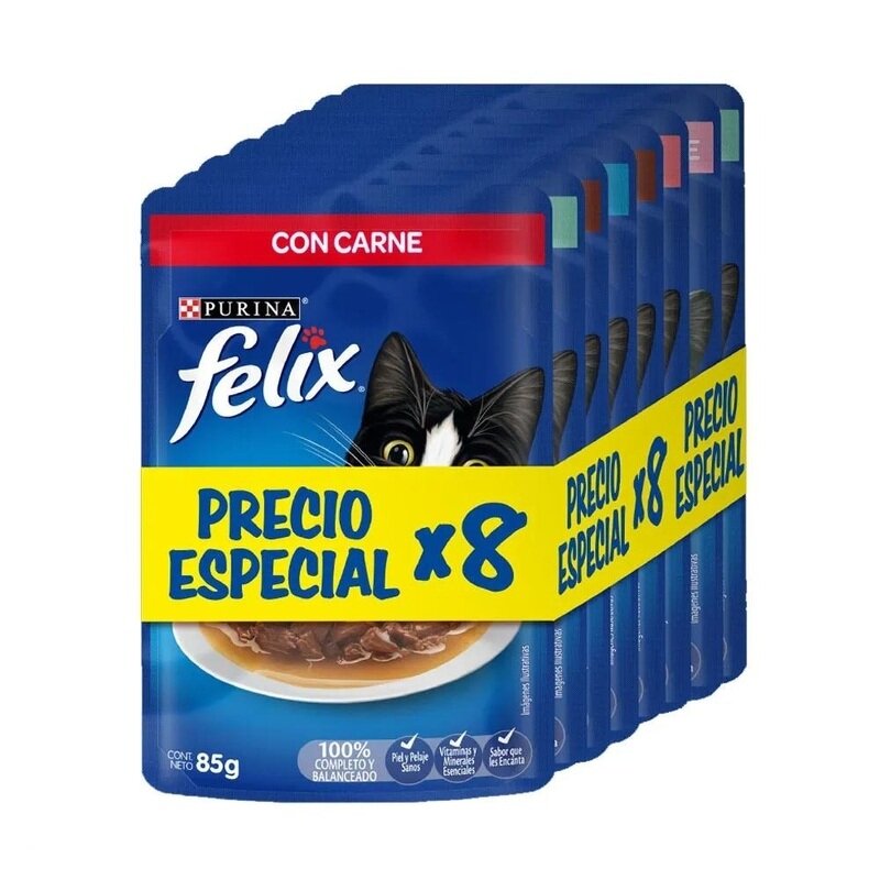 Felix - Alimento Húmedo Gato Precio Especial Pack x8
