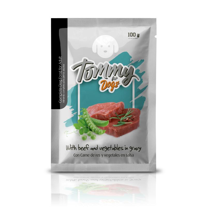 Tommy - Pouch Perro Adulto Trozos de Res con Verduras Salsa