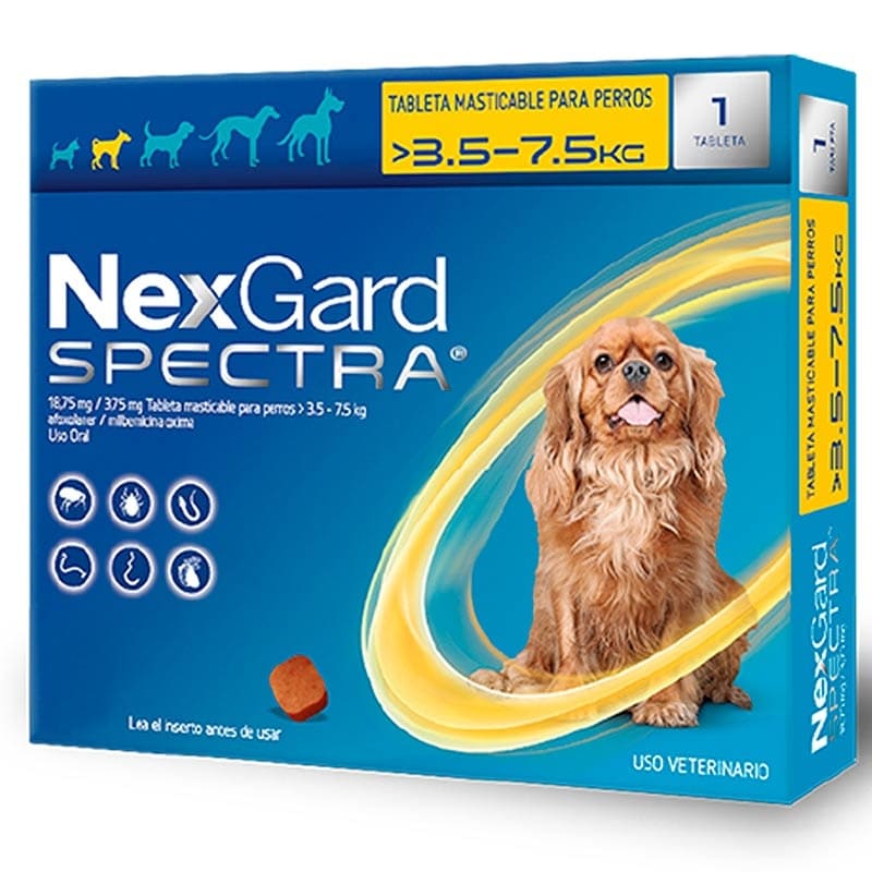 NexGard Spectra - Tableta Masticable para Perros 3.6 - 7.5 KG