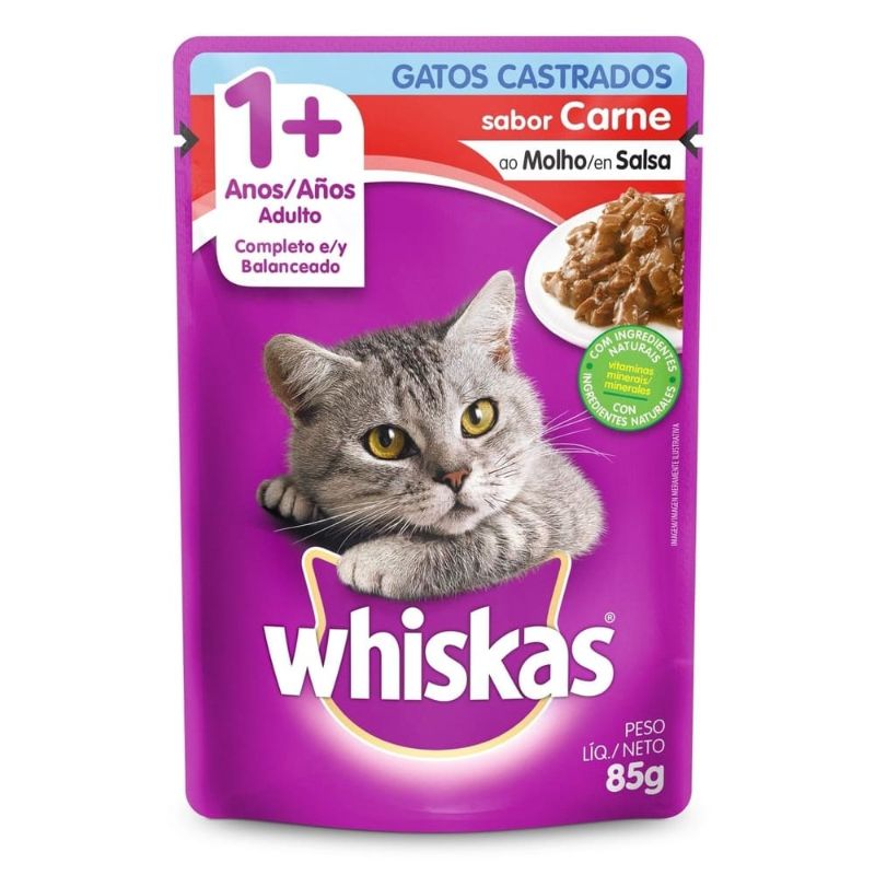 Whiskas - Alimento Húmedo Para Gato Adulto Castrado Carne