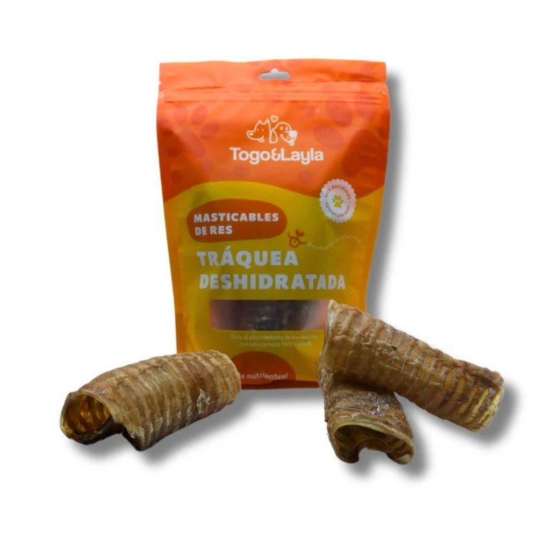 Togo y Layla Tráquea de Res Deshidratada para Perro