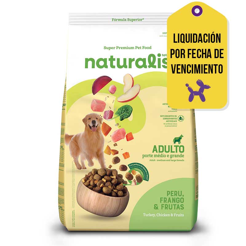 Naturalis - Alimento para Perro Adulto Pollo, Pavo Y Frutas F.V. 08-08-2025
