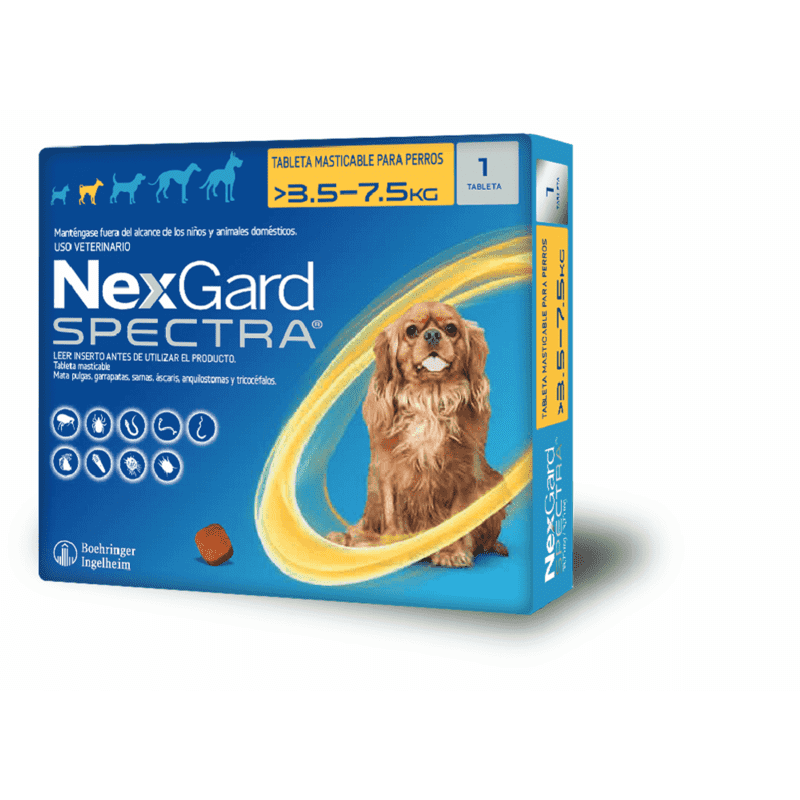 NexGard Spectra - Tableta Masticable para Perros 3.6 - 7.5 KG