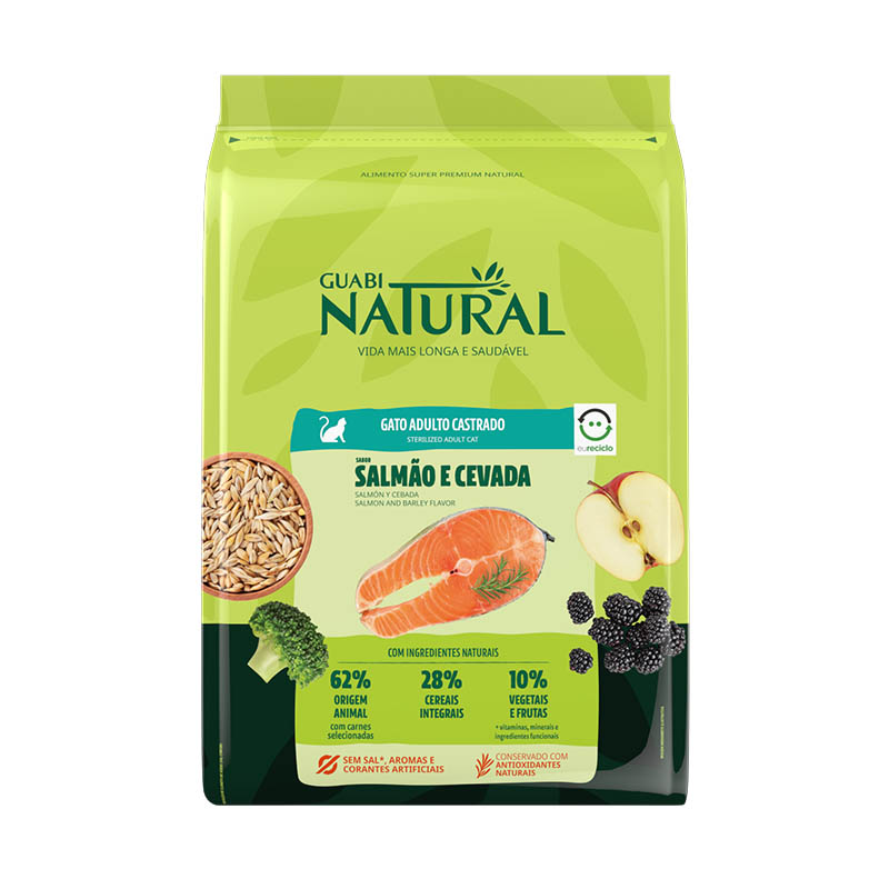 Guabi Natural - Alimento Super Premium Gatos Adultos Castrados Salmón y Cebada