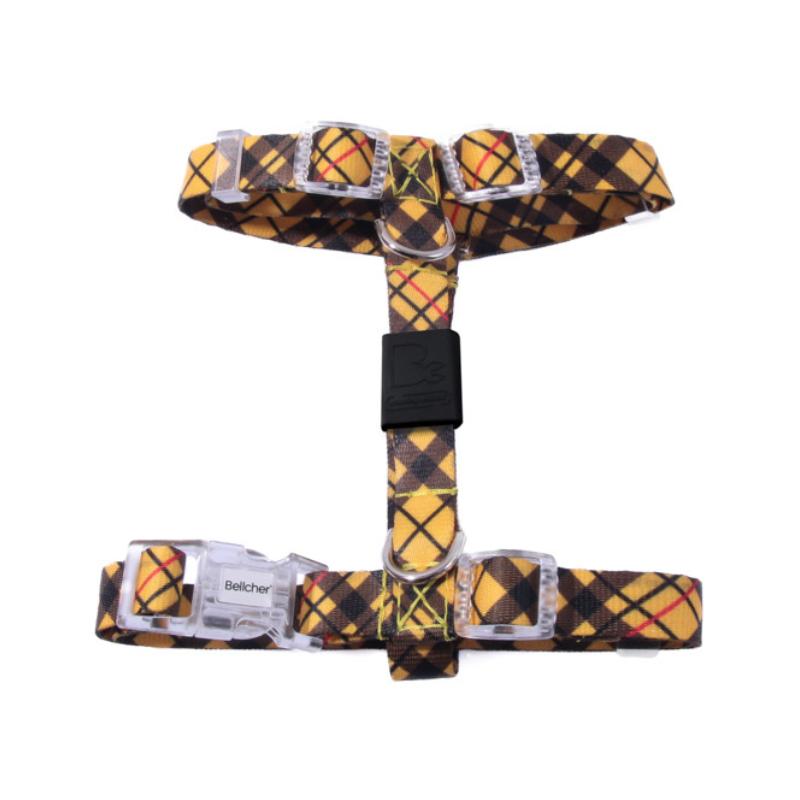 Bellcher - Arnés Tipo H Tartan Mostaza  1.5 Cm