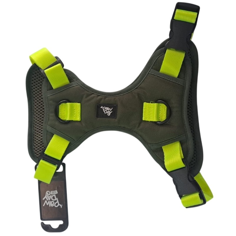 Paw Day - Arnes Essential Verde Militar - Amarillo Neón