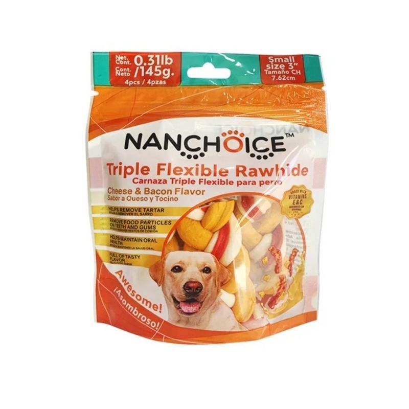 NANCHOICE Carnaza Triple Flexible Sabor Queso y Tocino 4pz