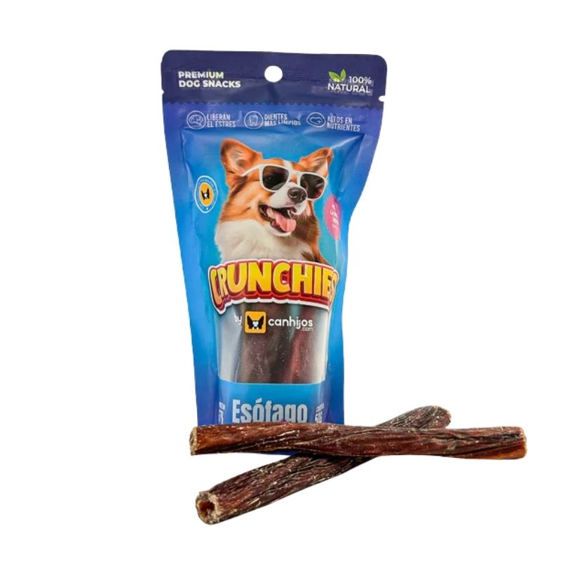 CRUNCHIES Esófago de Res Deshidratado para Perro