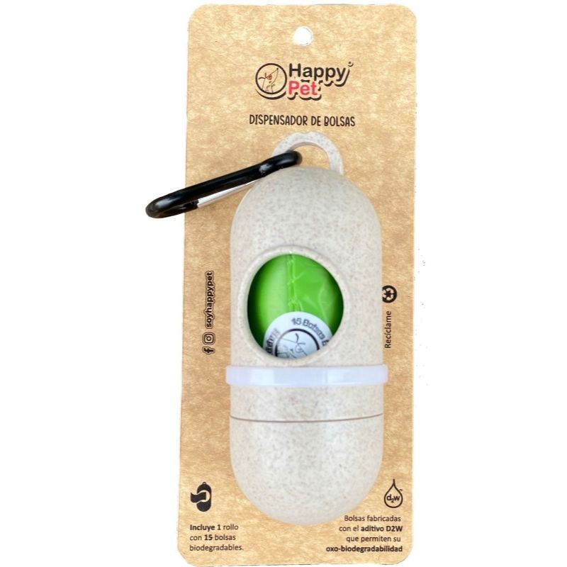 HAPPY PET Bolsas Biodegradables para Desechos Rollo + Dispensador