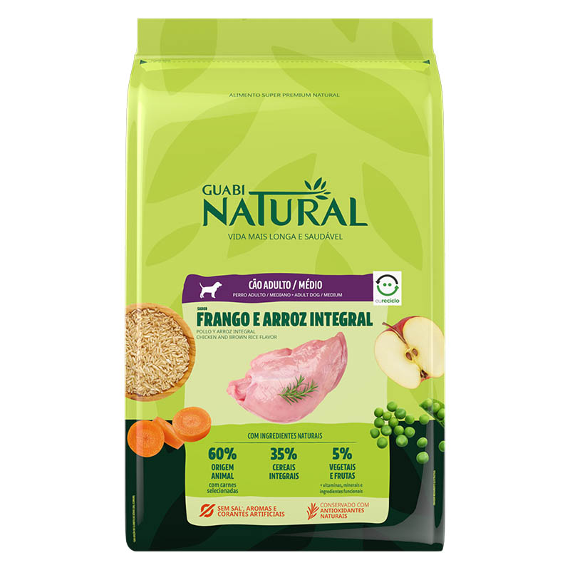 Guabi Natural - Alimento Super Premium Adultos Razas Medianas Pollo y Arroz Integral