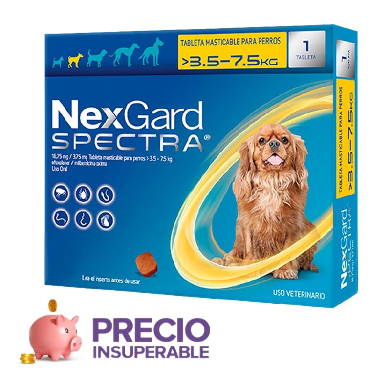 NexGard Spectra - Tableta Masticable para Perros 3.6 - 7.5 KG