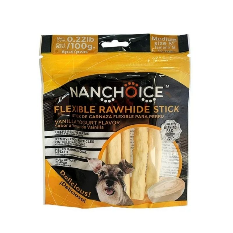 NANCHOICE Stick Carnaza Flexible Sabor Yogurth de Vainilla