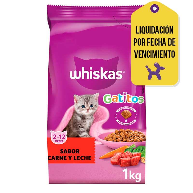 Whiskas - Alimento Seco Gatitos Sabor Carne y Leche F.V. 05-04-2025