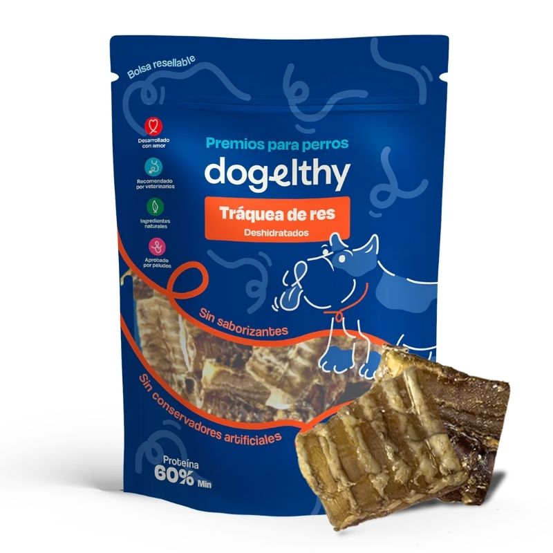 DOGELTHY - Premios para Perro Traquea de Res Deshidratada