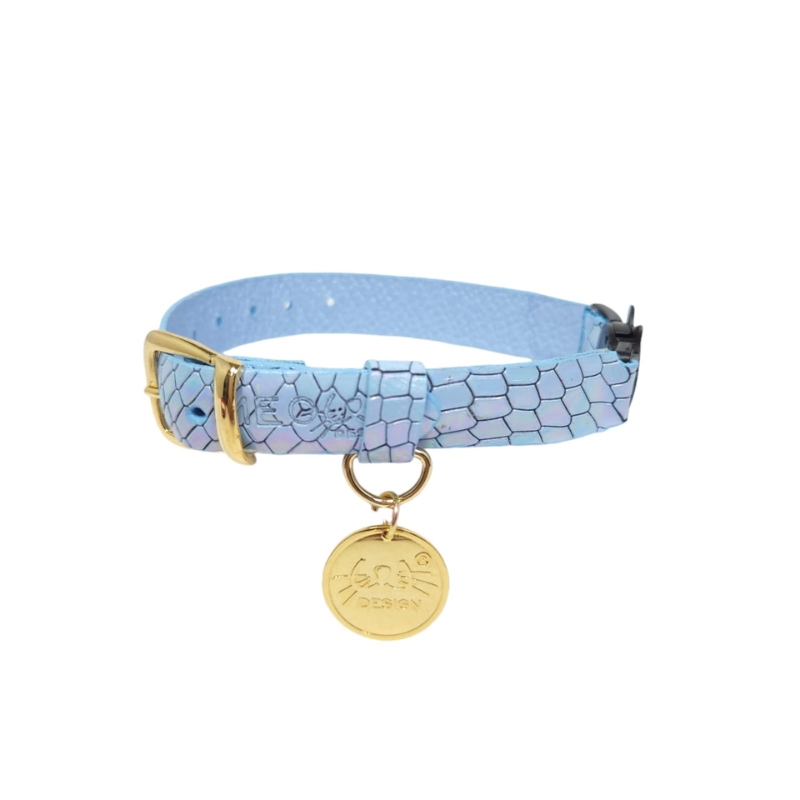 Meow Desing - Collar antiahogo Texturizado Serpiente Azul Claro