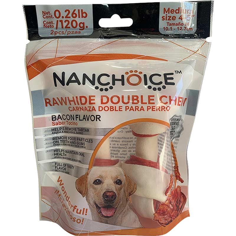 NANCHOICE Carnaza para Perro Doble Sabor Tocino 2pz