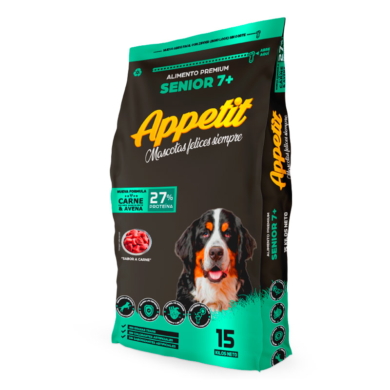 Appetit - Alimento Premium Senior 7+ Sabor a Carne