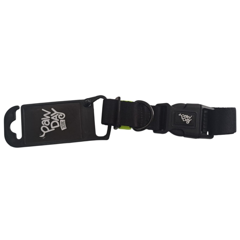 Paw Day - Collar Essential Negro - Verde Neón