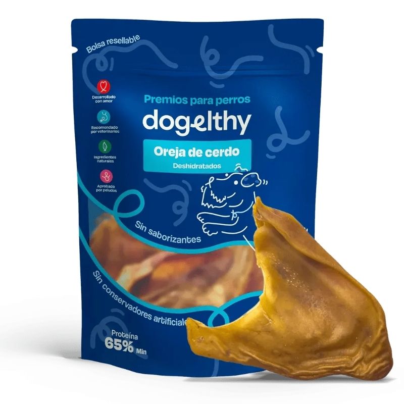 DOGELTHY - Premios para Perro Orejas de Cerdo Deshidratadas