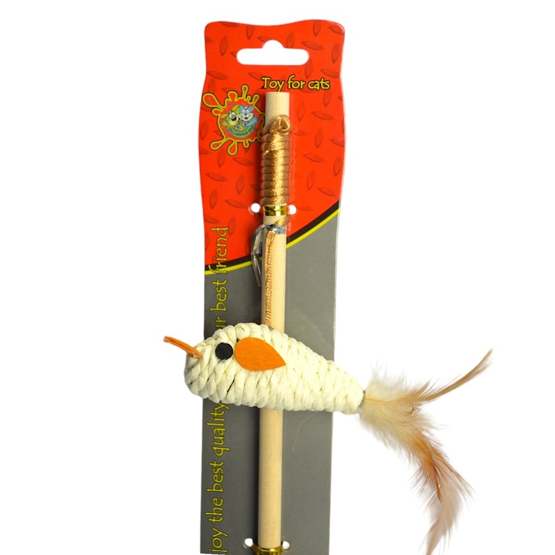 Colmascotas - Varita Para Gatos Ratón Trenzado