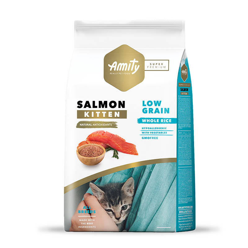 Amity - Alimento Super Premium para Gatito Low Grain Salmón