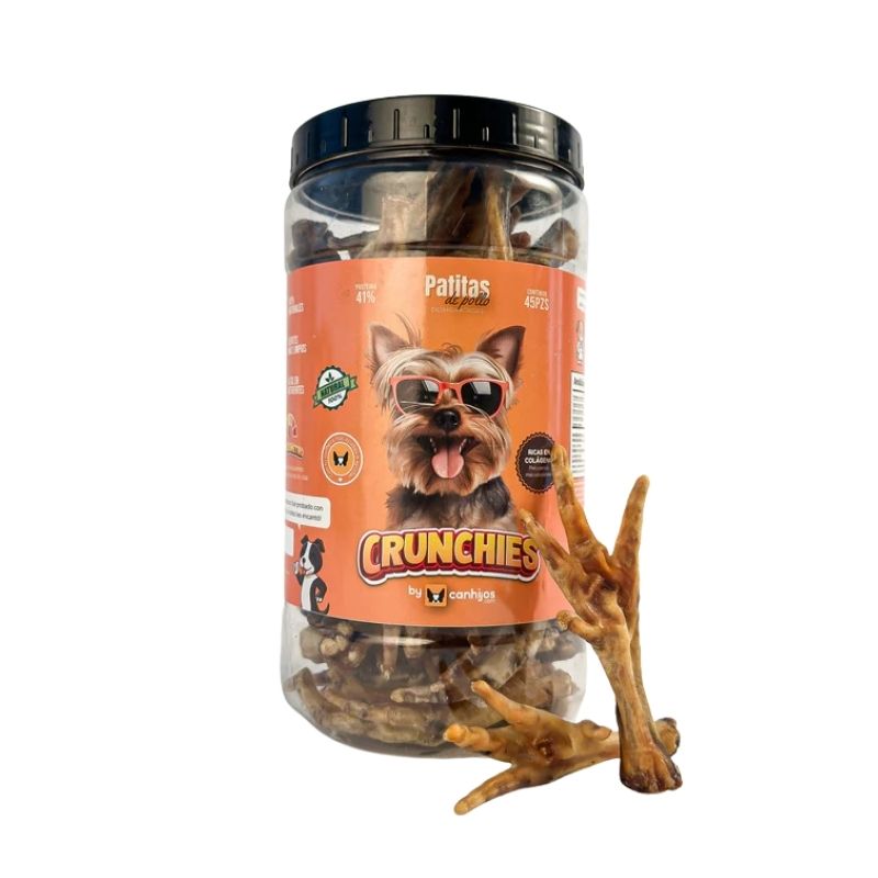 CRUNCHIES Bote con Patitas de Pollo Deshidratadas para Perro