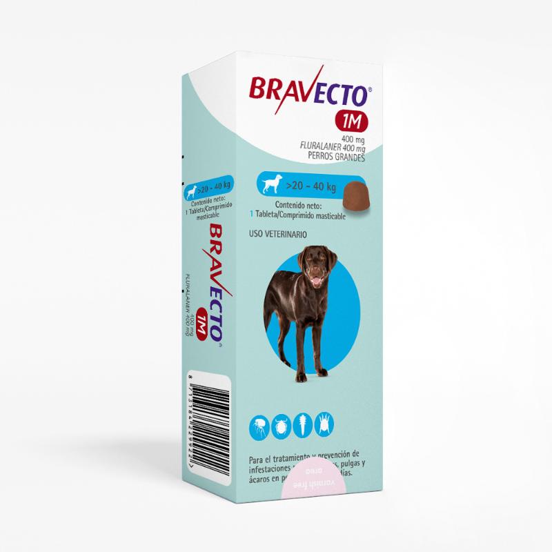 Bravecto 1 mes - Tableta Antipulgas Perros de 20 a 40 KG