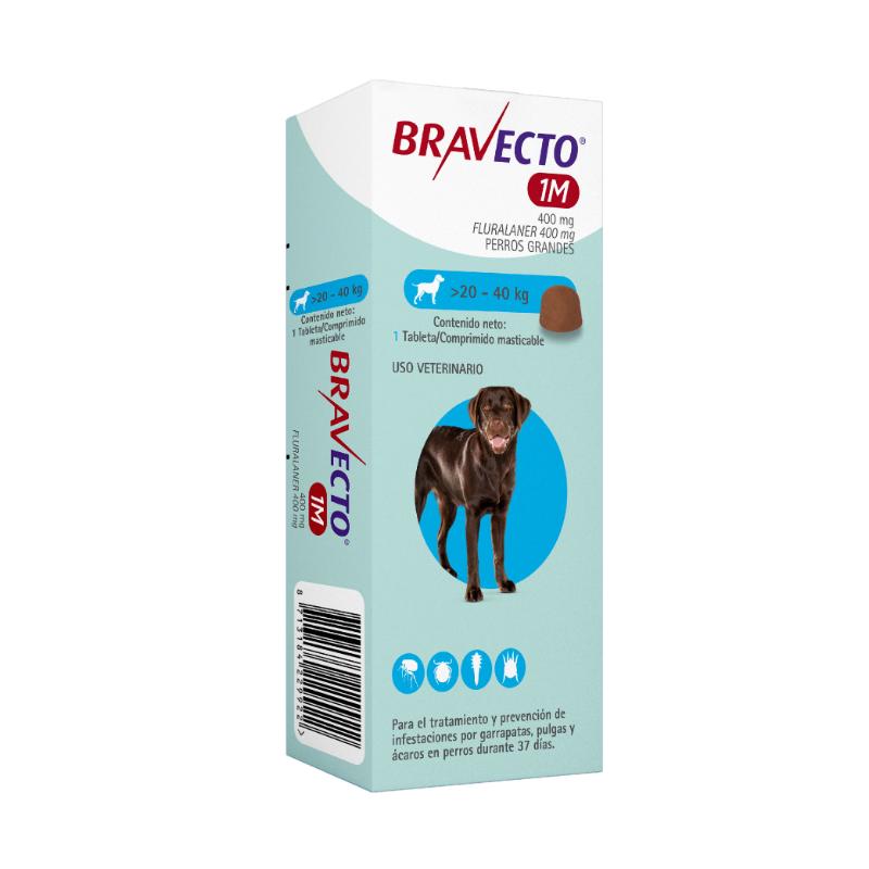 Bravecto 37 Días - Tableta Antipulgas Perros de 20 a 40 KG