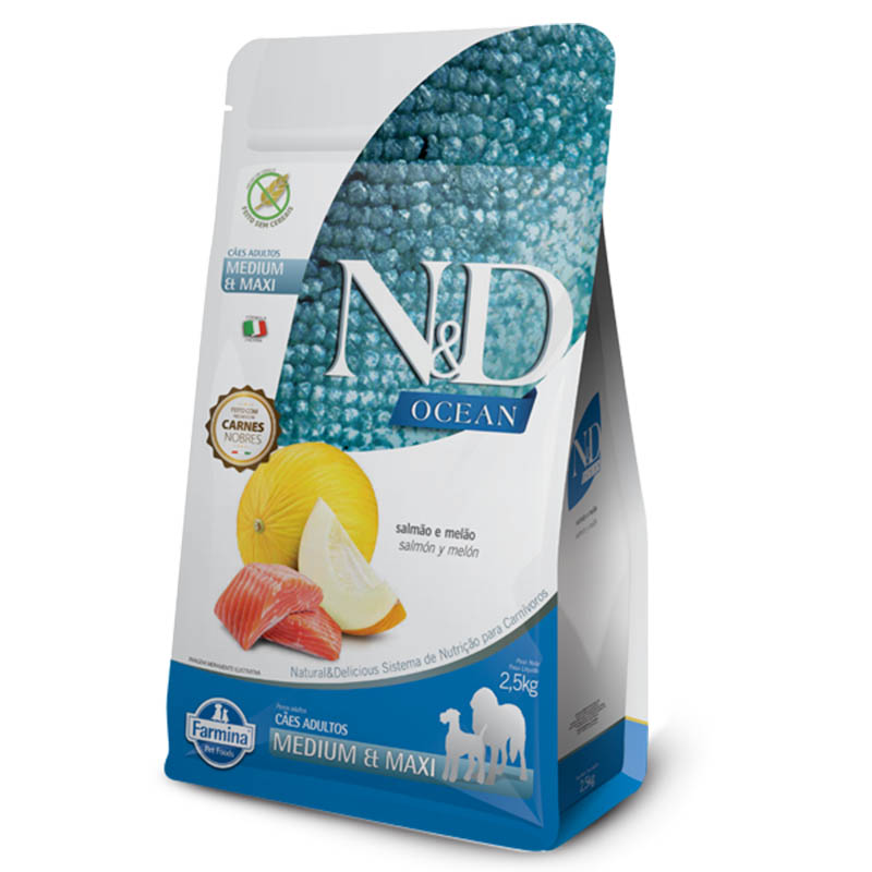N&D - Ocean Perro Adulto Raza Mediana Salmón y Melón