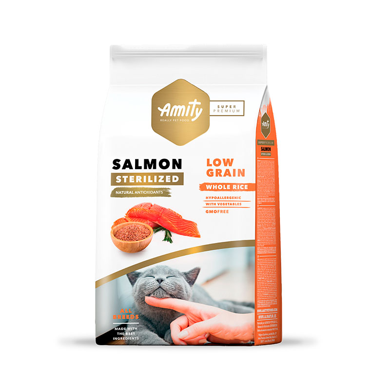 Amity - Alimento Super Premium para Gato Esterilizado Low Grain Salmon