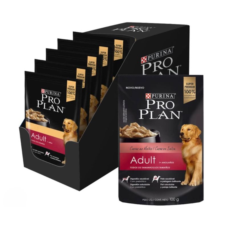 Pro Plan - Alimento Humeo Perro Adulto Sabor Carne 15 Sobres de 100 g