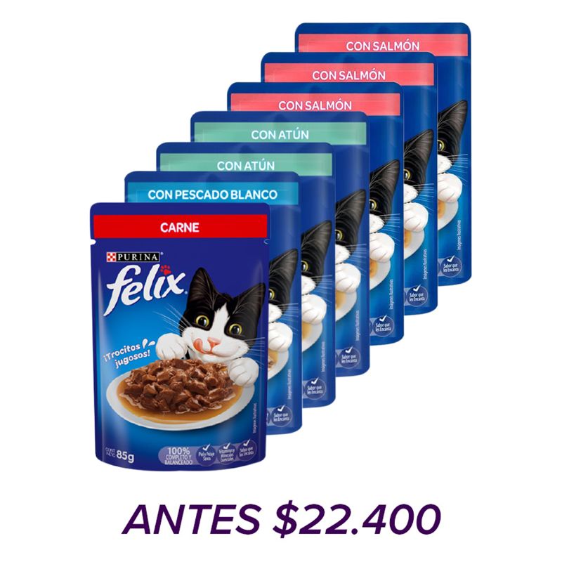 Felix - Alimento Humedo Gato Sabores Mix Pack x7