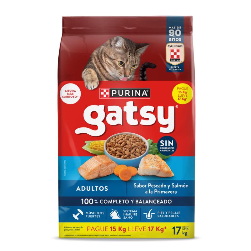 Gatsy - Alimento Gato Sabor Pescado y Salmón - Pague 15 Kg Lleve 17 Kg