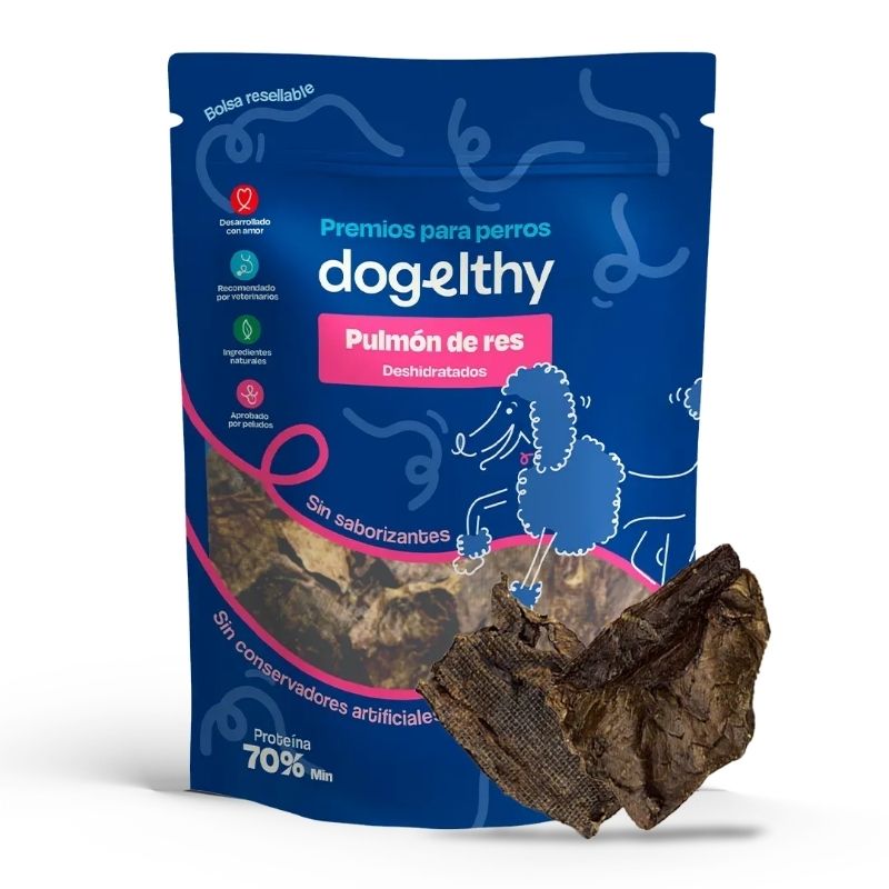 DOGELTHY - Premios para Perro Pulmon de Res Deshidratado