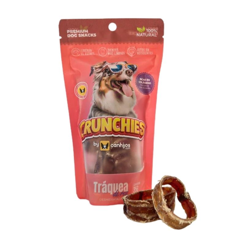 CRUNCHIES Tráquea de Res Deshidratada para Perro