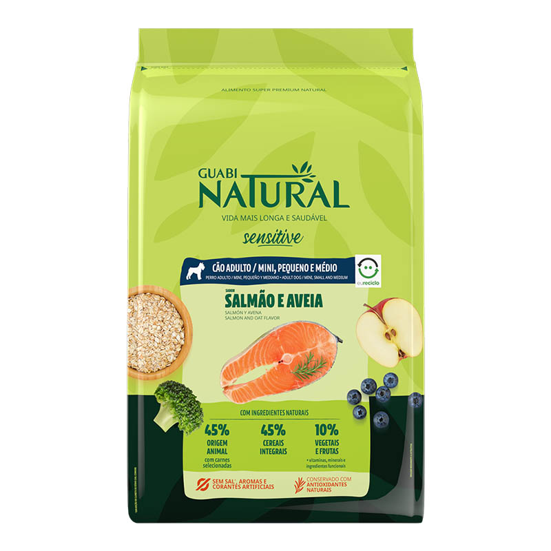 Guabi Natural - Alimento Súper Premium Sensitive Razas Minis, Pequeñas y Medianas Salmón y Avena