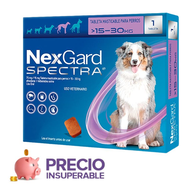 NexGard Spectra - Tableta Masticable para Perros 15.1 - 30 KG