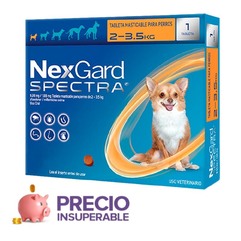 NexGard Spectra - Tableta Masticable para Perros 2 - 3.5 KG