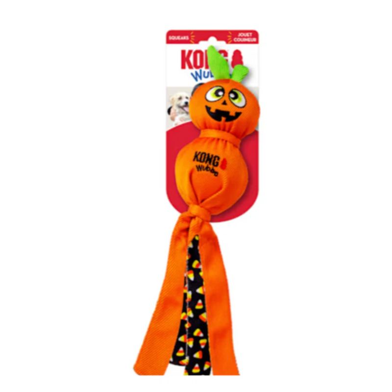 Kong -  Wubba Pumpkin de Halloween Juguete Resistente para Perros Grandes